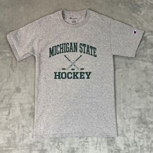 Michigan State Spartans Shirt Mens Small Heather Gray NCAA Hockey Champion Tee